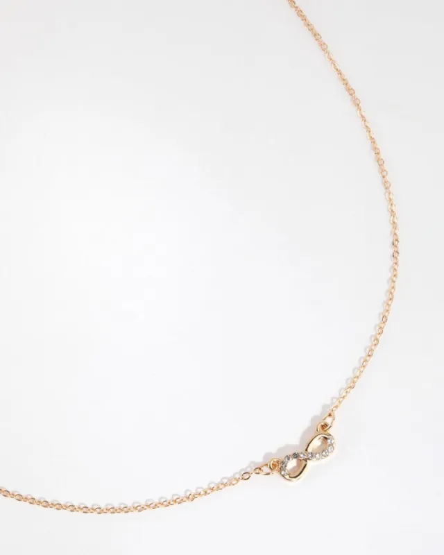 Gold Diamante Infinity Necklace sold by lovisa