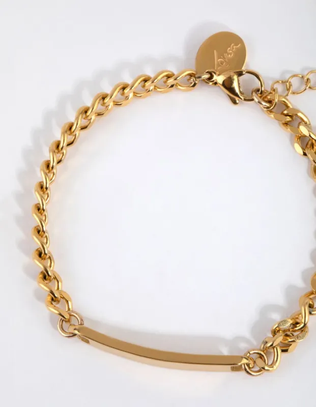 Gold Plated Surgical Steel Curb ID Bracelet sold by lovisa