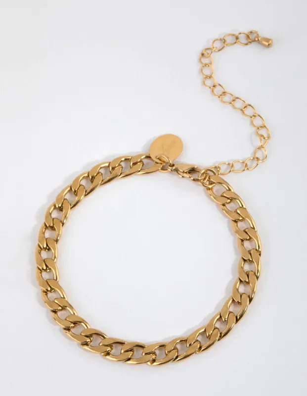 Gold Plated Surgical Steel Curb Chain Bracelet sold by lovisa