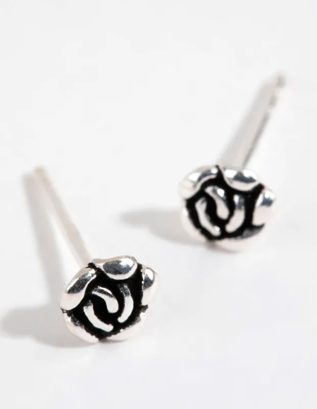 Sterling Silver Antique Rose Stud Earrings sold by lovisa