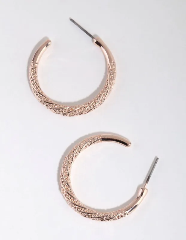 Rose Gold Dotted Pattern Hoop Earrings sold by lovisa