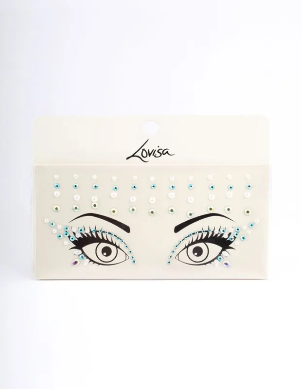 Acrylic Blue Diamante Pearl Face Jewels sold by lovisa