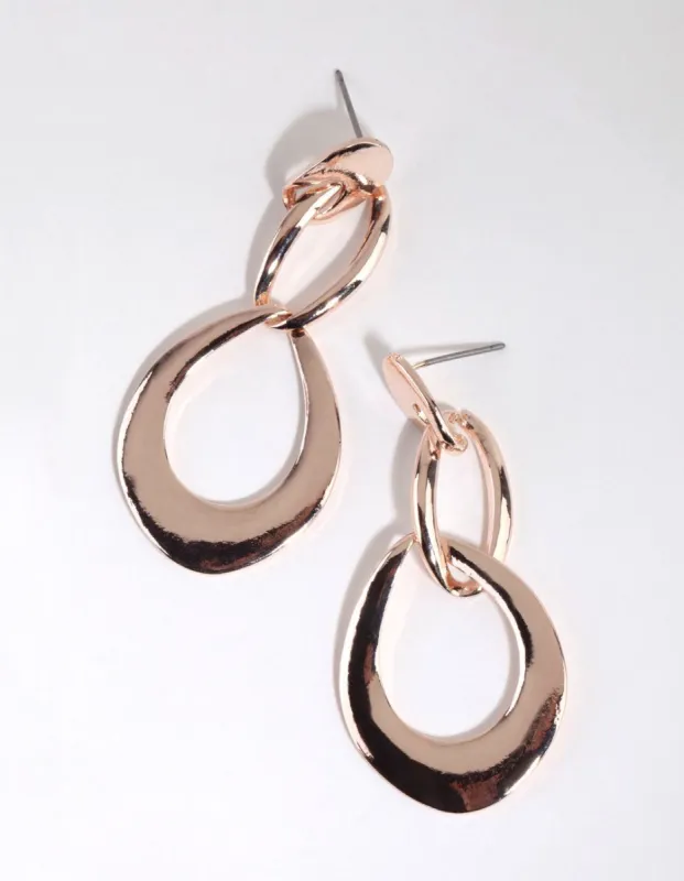 Rose Gold Open Loop Trio Drop Earrings sold by lovisa
