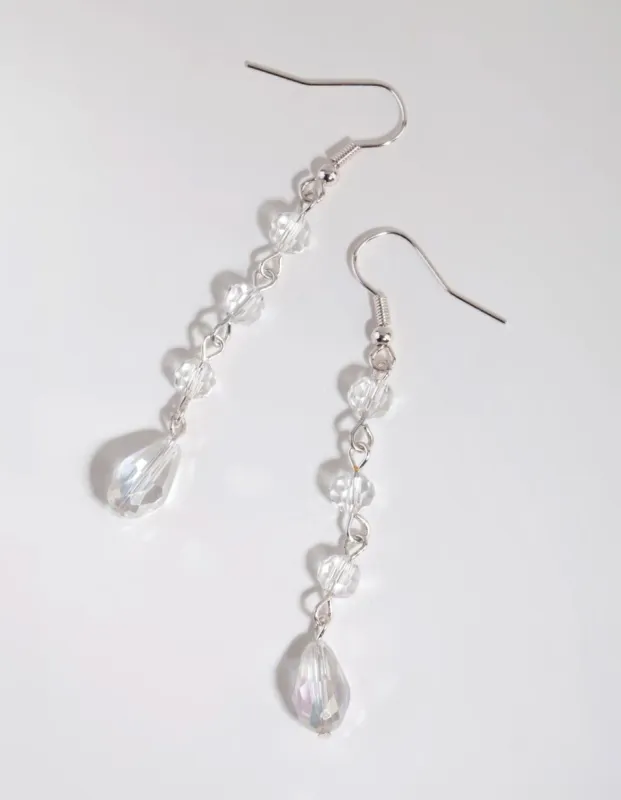 Silver Pear Cut Diamante Drop Earrings sold by lovisa