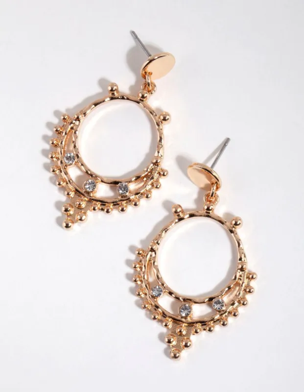 Gold Dotted Disc Drop Earrings sold by lovisa