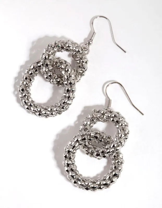 Rhodium Interlocked Drop Earrings sold by lovisa