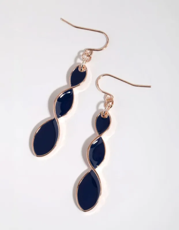 Navy Wavy Plait Drop Earrings sold by lovisa