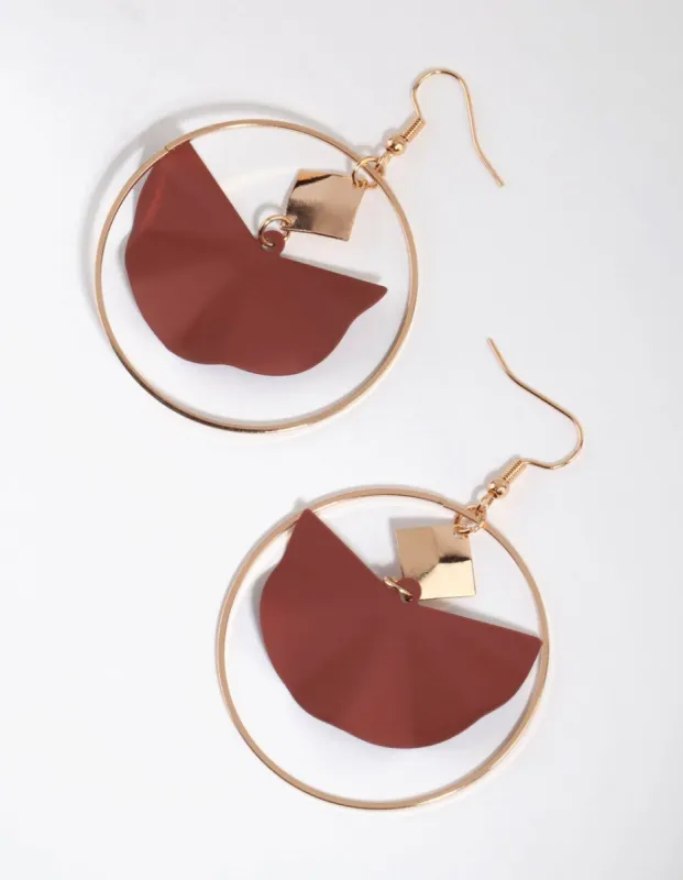 Matte Brown Wave Drop Earrings made by lovisa
