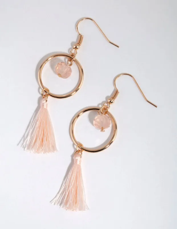 Gold Facet Bead & Tassel Drop Earrings sold by lovisa
