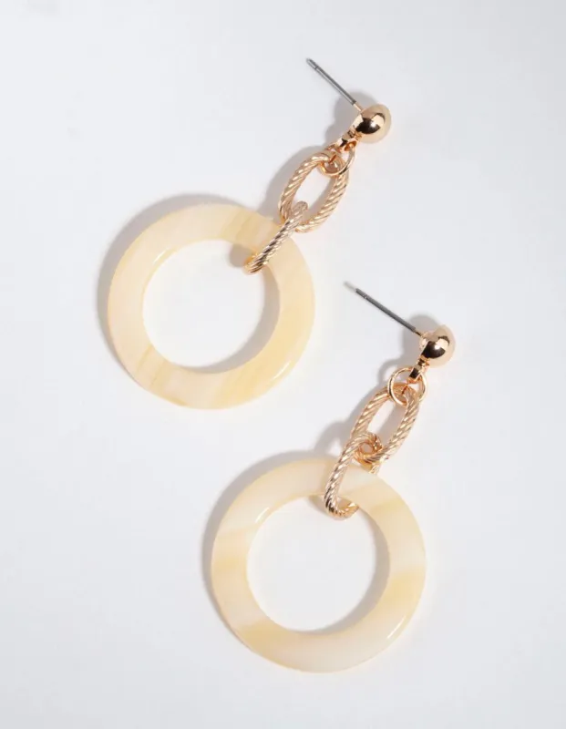 Rose Gold Rope Link Acrylic Drop Earrings sold by lovisa
