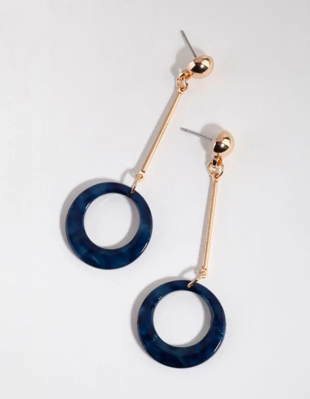 Navy Long Bar Acrylic Drop Earrings sold by lovisa