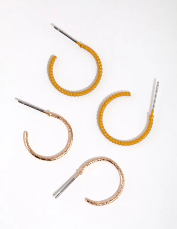 Mixed Metal Gold & Matte Twist Hoop Earring Set sold by lovisa