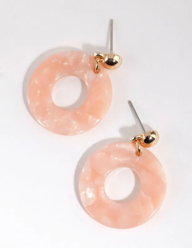 Pink Marble Acrylic Disc Drop Earrings sold by lovisa