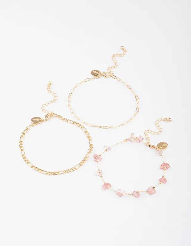 Gold Quartz Multi Anklet Pack sold by lovisa