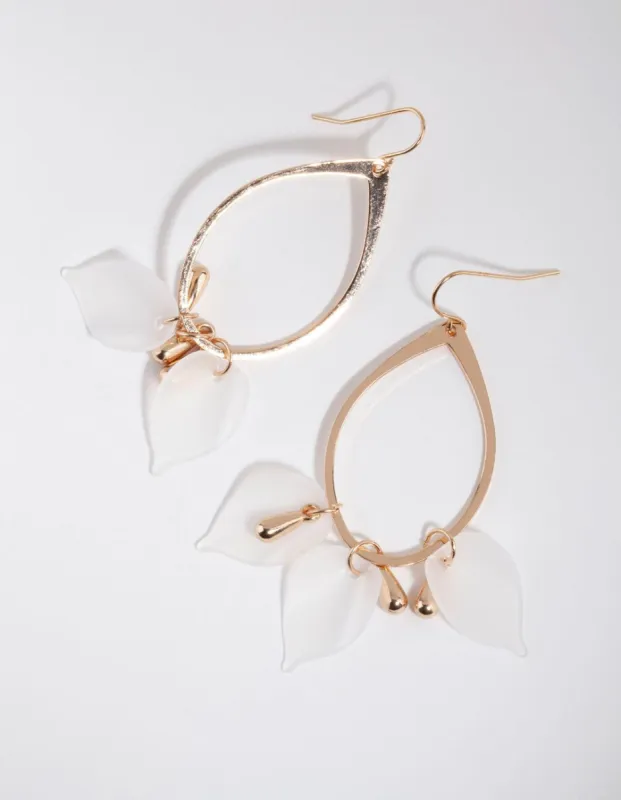 Gold Pear Frosted Leaf Earrings sold by lovisa