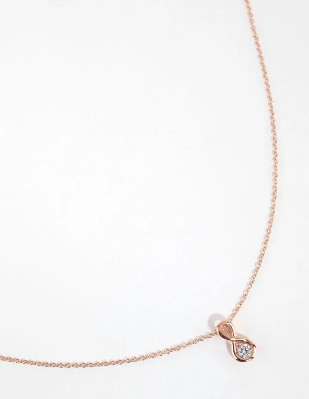 Rose Gold Plated Sterling Silver Cubic Zirconia Infinity Necklace sold by lovisa