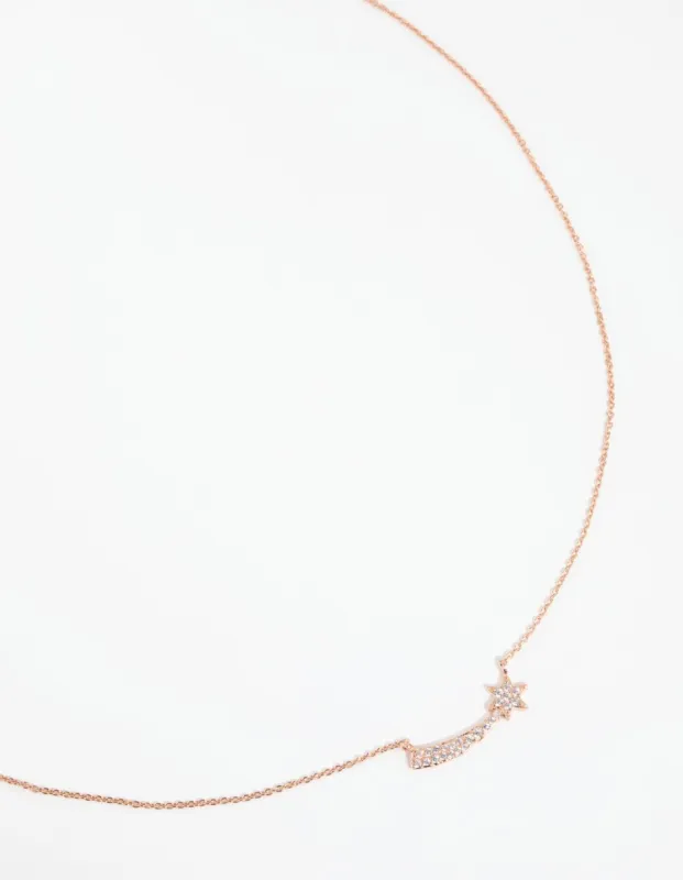 Rose Gold Plated Sterling Silver Cubic Zirconia Shooting Star Necklace sold by lovisa