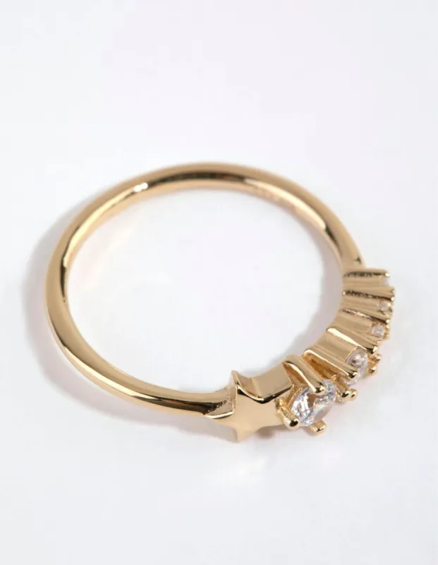 Gold Plated Sterling Silver Cubic Zirconia Star Ring sold by lovisa