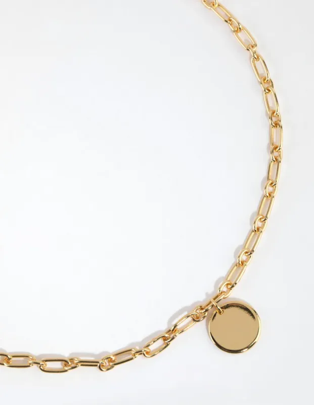 Gold Plated Oval Link Disc Necklace sold by lovisa