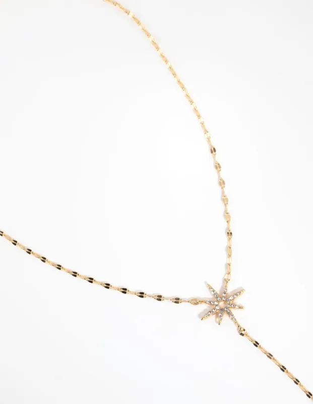 Gold Plated Diamante & Celestial Necklace sold by lovisa