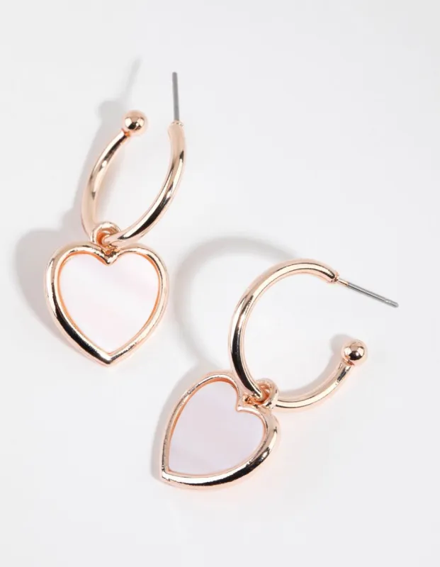 Rose Gold Shell Heart Huggie Earrings sold by lovisa