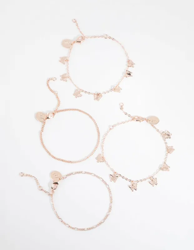 Rose Gold Cut Out Butterfly Bracelet & Anklet Pack sold by lovisa