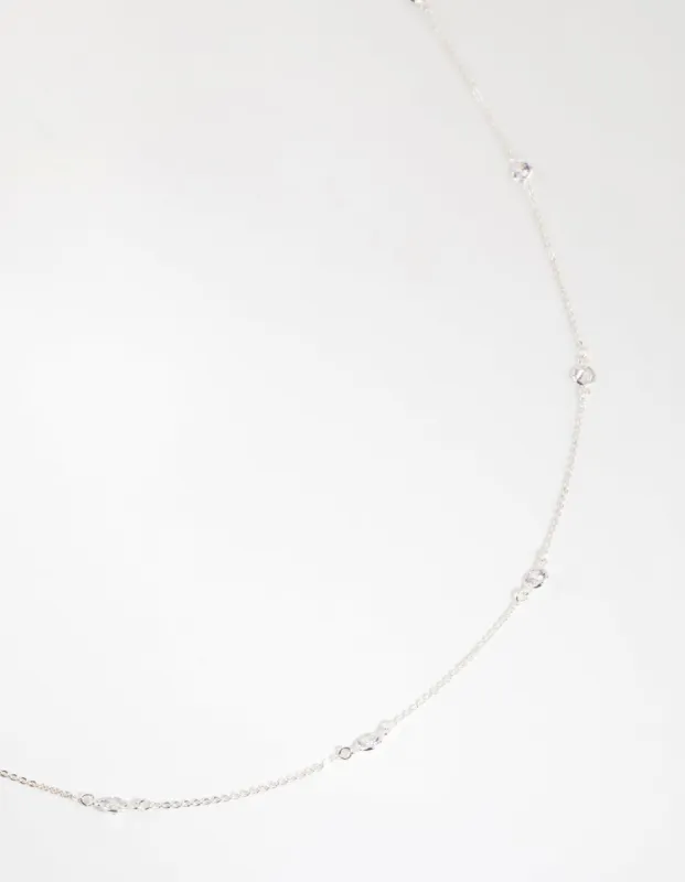 Silver Long Fine Bezel Necklace sold by lovisa