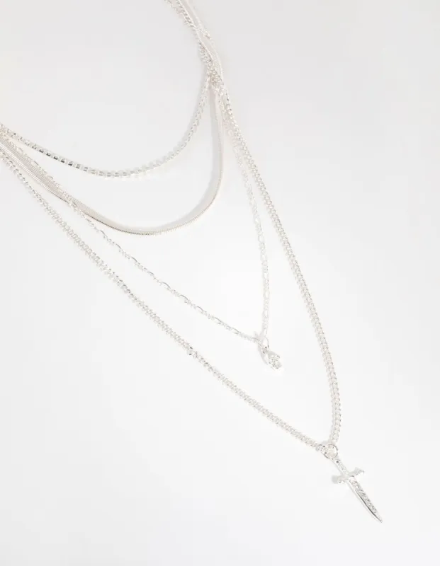 Silver Dagger Layered Necklace sold by lovisa
