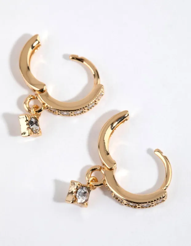 Gold Plated Dainty Drop Huggie Earrings sold by lovisa