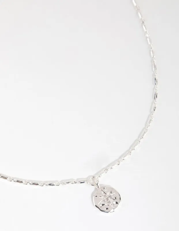 Silver Plated Starburst Disc Necklace sold by lovisa