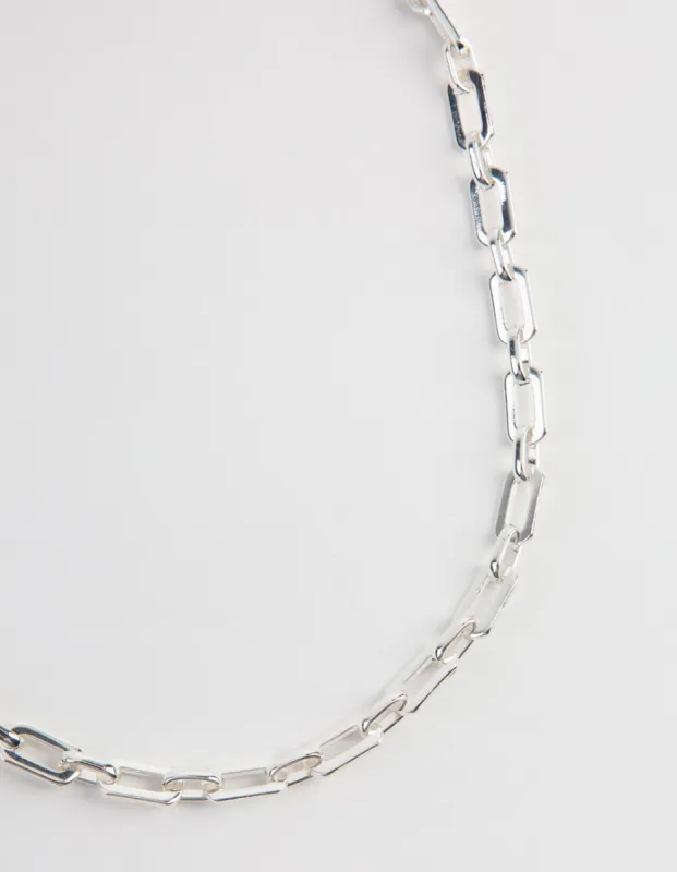 Silver Rectangle Link Necklace sold by lovisa