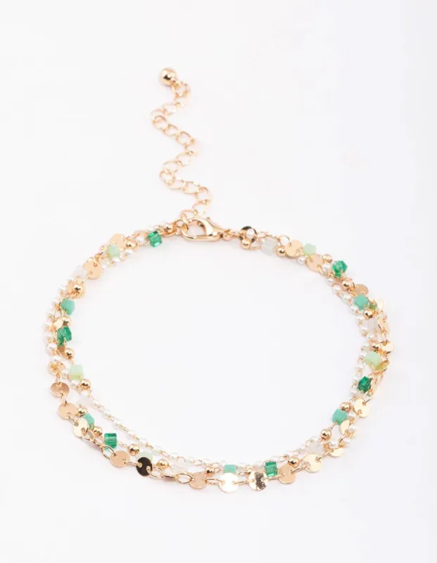 Gold Bead & Pearl Anklet Pack sold by lovisa