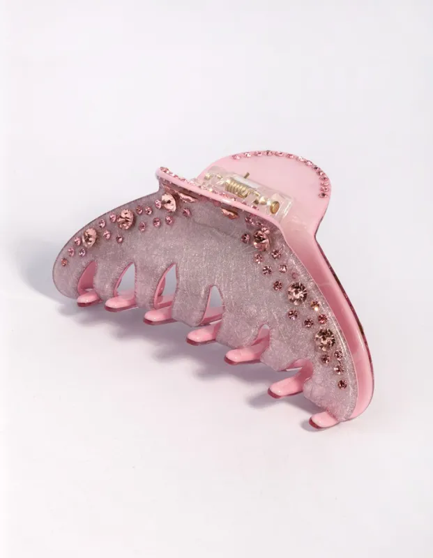 Pink Acrylic Embossed Round Claw sold by lovisa