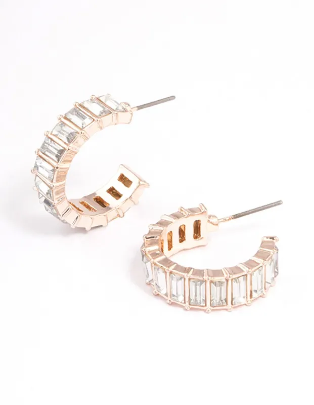 Rose Gold Multi Baguette Huggie Earrings sold by lovisa