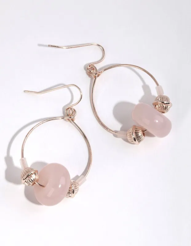 Rose Gold Thread Bead Hoop Earrings sold by lovisa