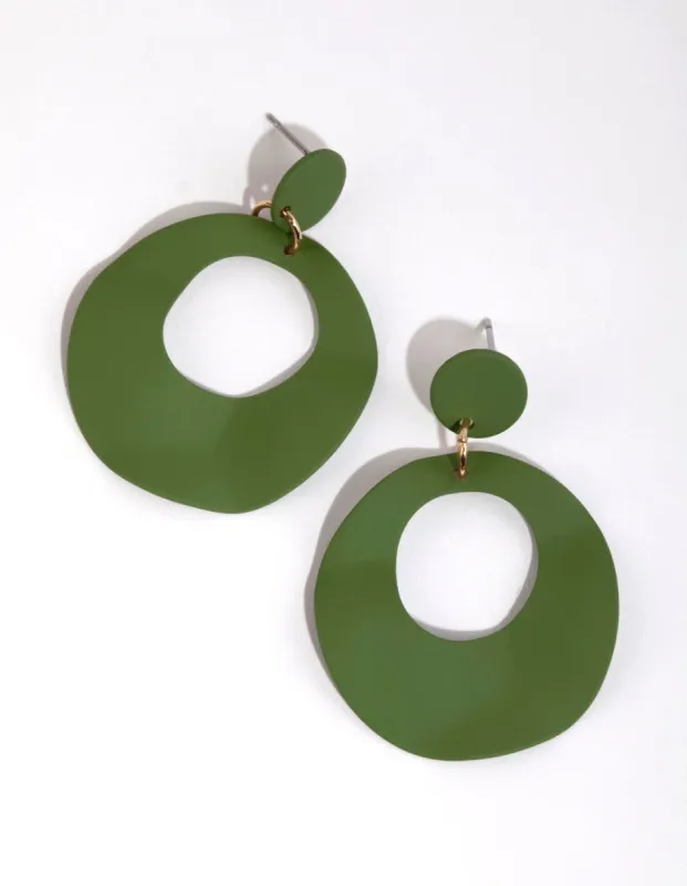Matte Green Wave Drop Earrings sold by lovisa