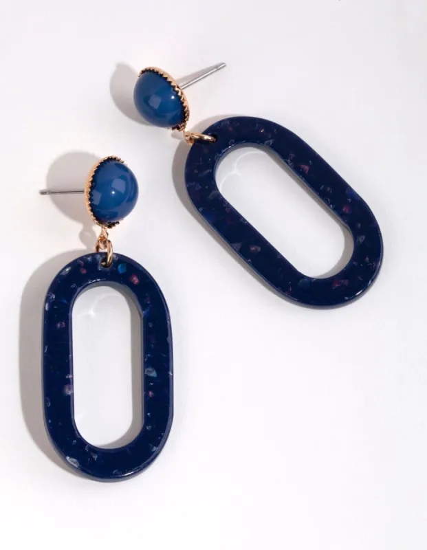 Blue Acrylic Speckle Drop Earrings sold by lovisa