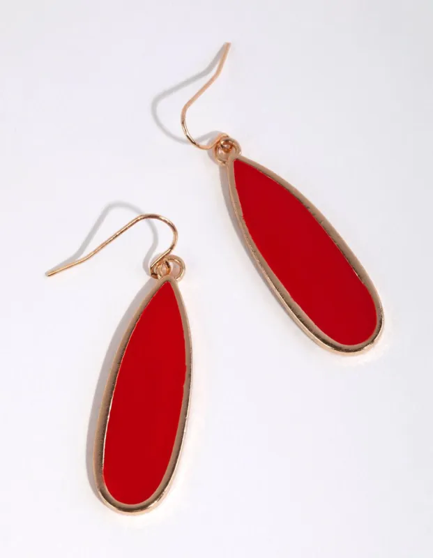 Gold Long Enamel Drop Earrings sold by lovisa