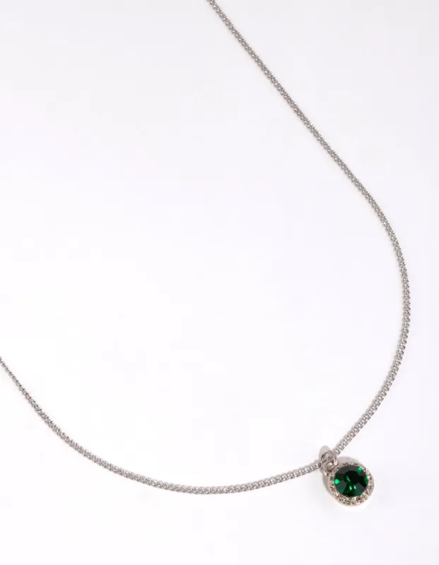 Rhodium Circle Diamante Pendant Necklace sold by lovisa