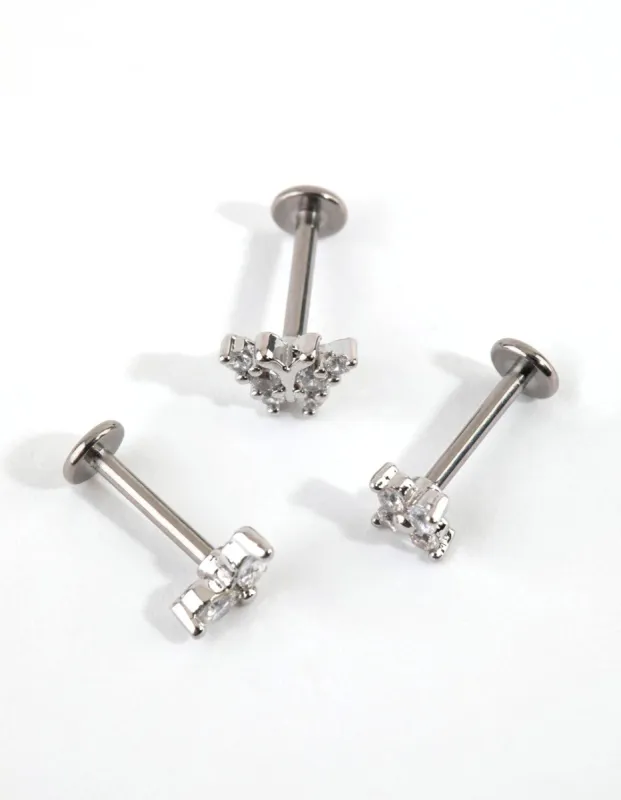 Titanium Cubic Zirconia Butterfly Flat Back Pack sold by lovisa