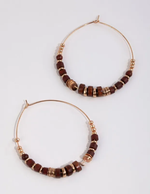 Gold Wide Beaded Hoop Earrings sold by lovisa