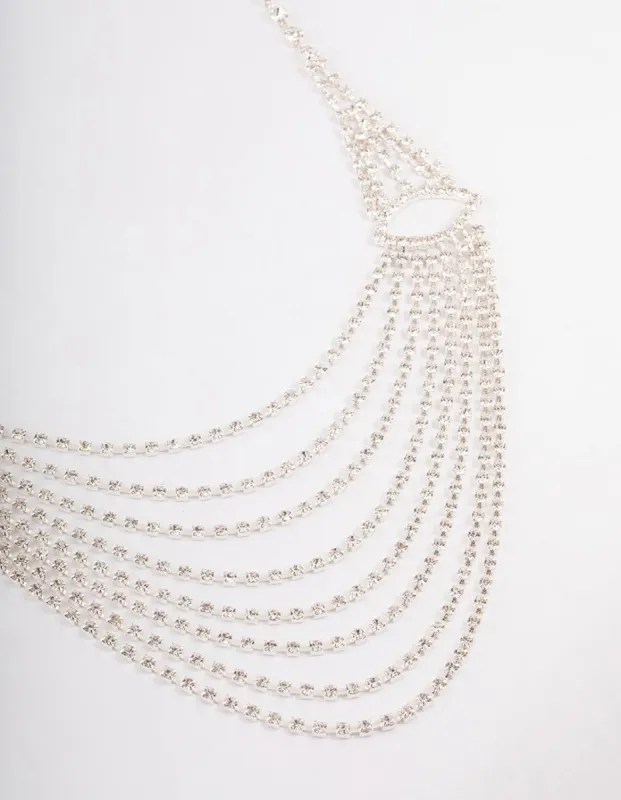 Silver Diamante Layered Statement Necklace sold by lovisa