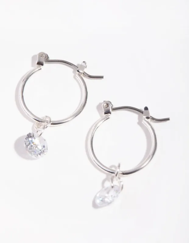 Silver Floating Diamante Huggie Earrings sold by lovisa