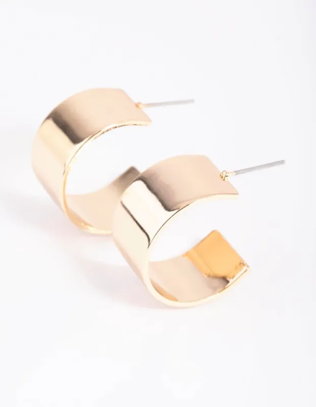 Gold Wide Hoop Earrings sold by lovisa