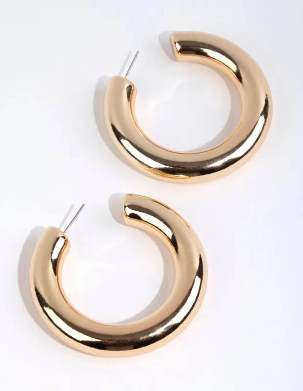 Gold Chubby Tube Hoop Earrings sold by lovisa