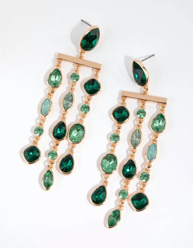 Green Marquise Mix Stone Earrings sold by lovisa