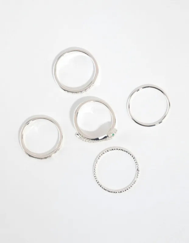 Silver Cubic Zirconia Snake Ring Pack sold by lovisa