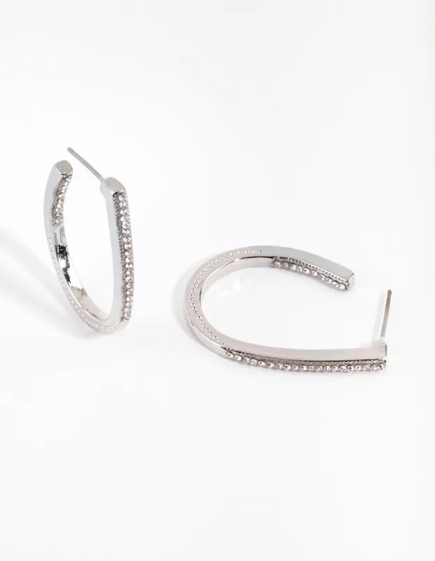 Rhodium Diamante Hoop Earrings sold by lovisa