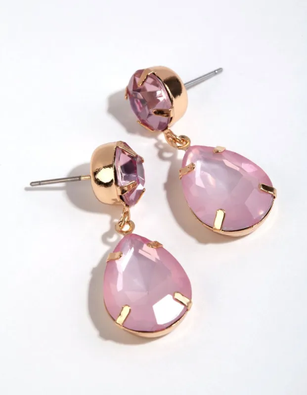 Pink Perfect & Pear Cut Drop Earrings sold by lovisa