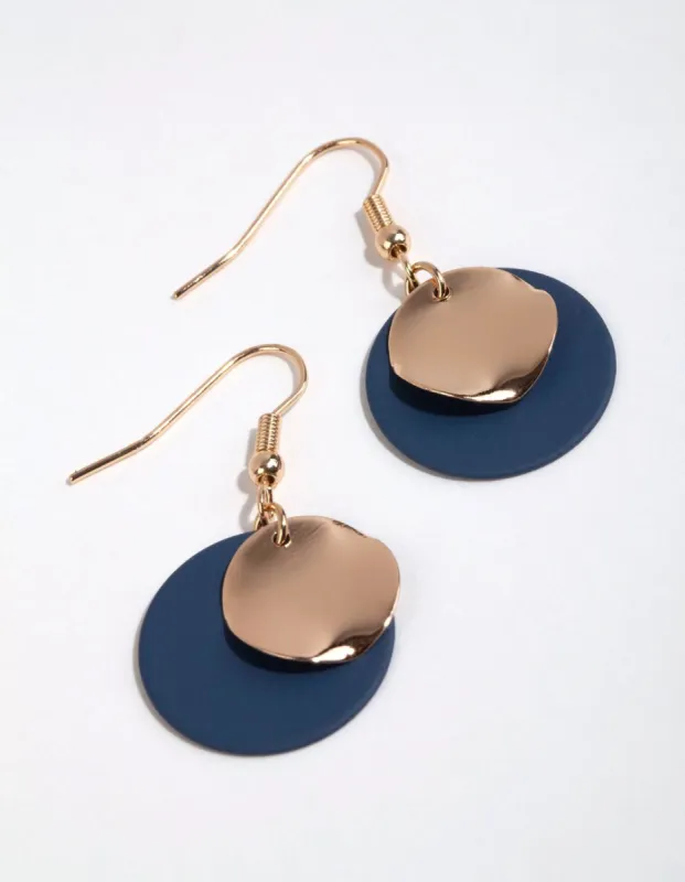 Gold Matte & Shiny Disc Earrings sold by lovisa